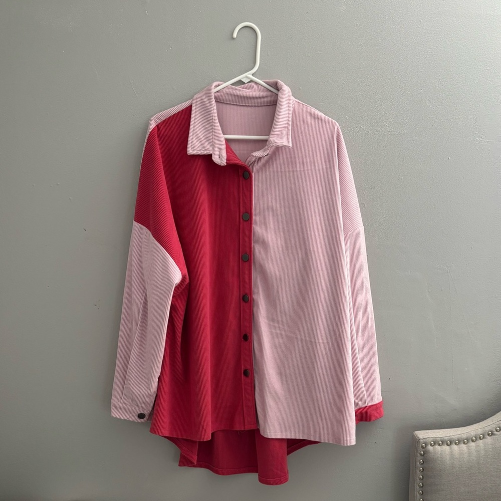 Hi-Low Button Down Corduroy Shacket